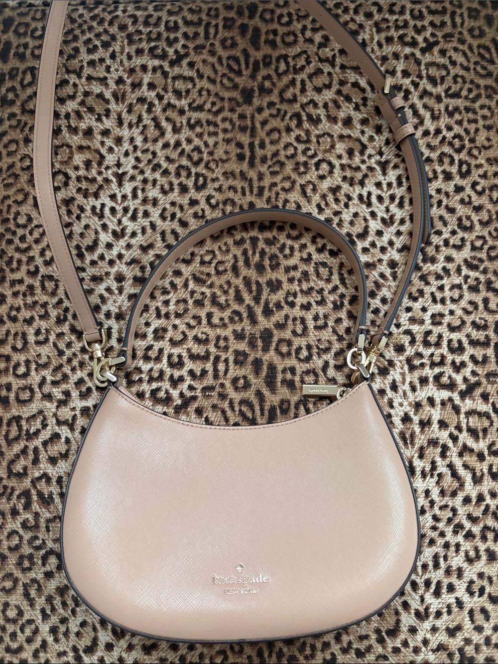 kate spade Pebbled Leather Shoulder Bag in Blush/Tan